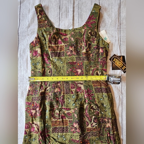 VIRGO II Size 12 Vintage New w/ Tags 90's Dress Floral Artsy Rayon Sleeveless - Picture 12 of 12